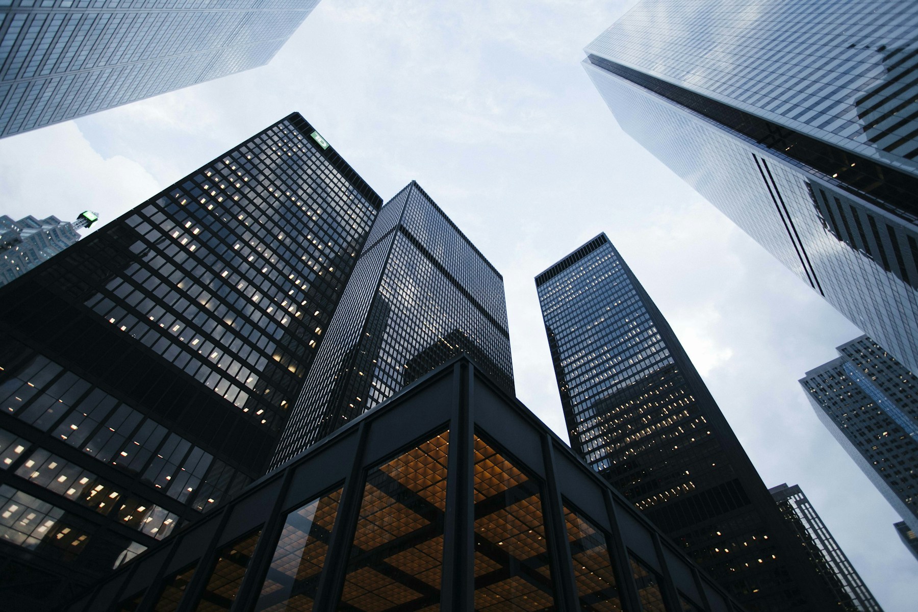 City skyscrapers and architectural lines